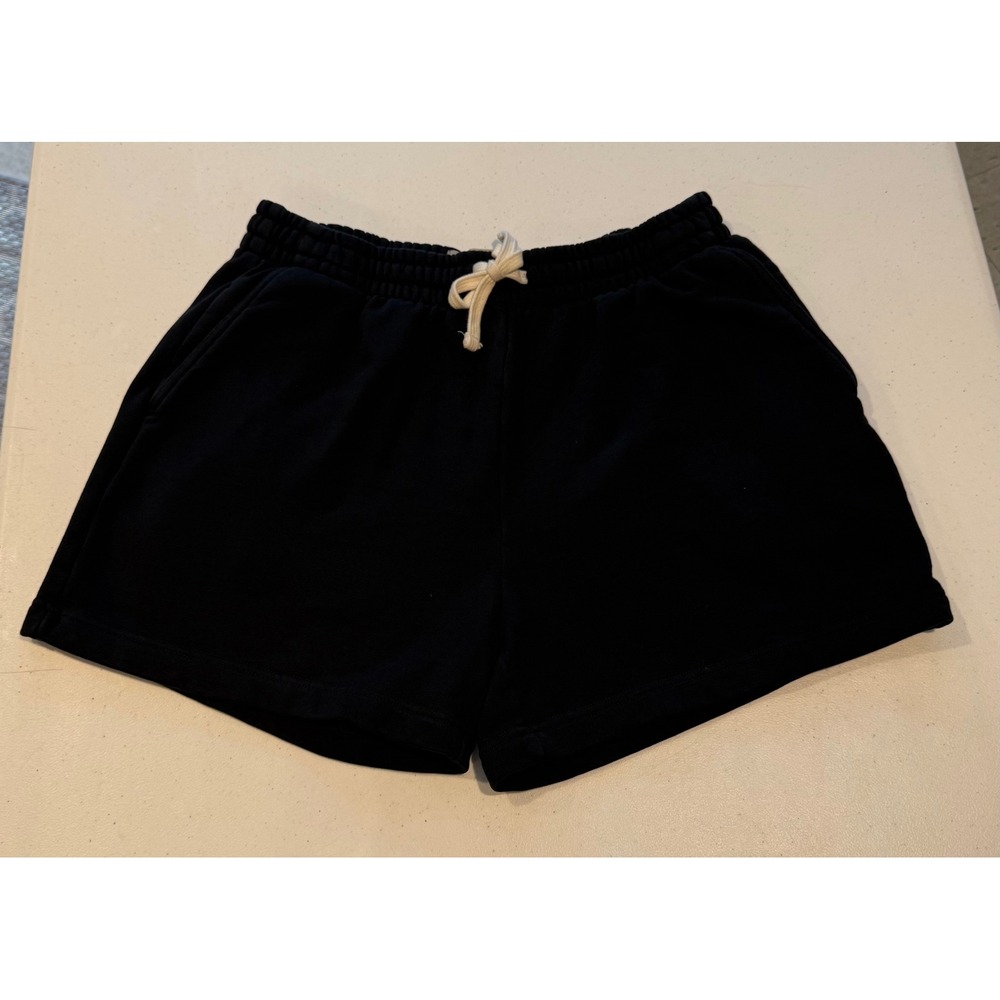 Everlane Organic Cotton Track Shorts Black Medium Drawstring French Terry Lounge